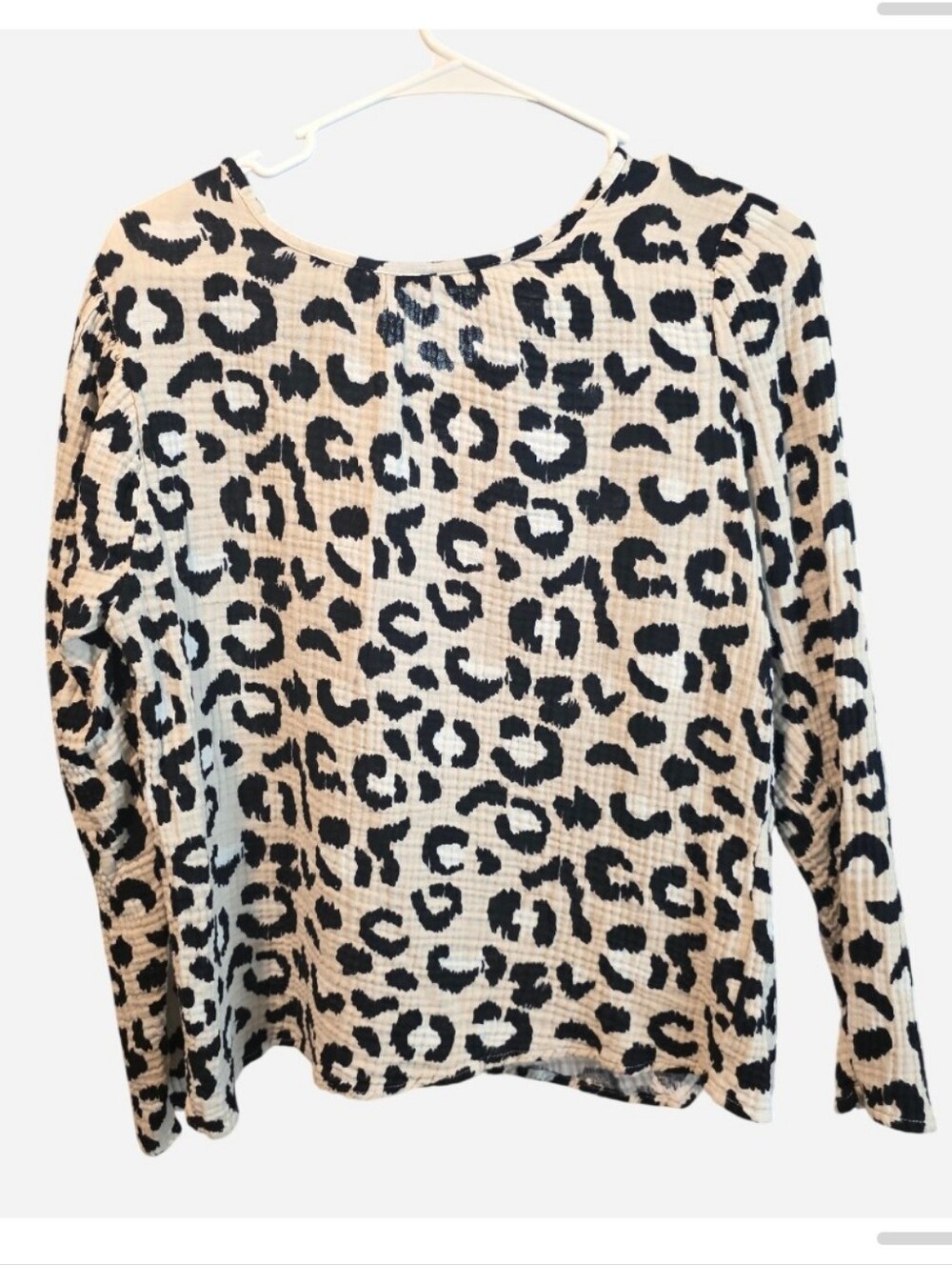 Michelle Mcdowell Leopard Print 100% Cotton Long Sleeve Top